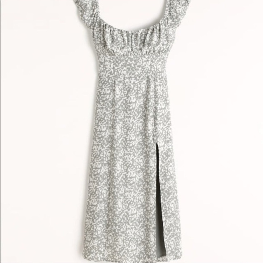 Abercrombie & Fitch Green‎ Floral Midi Dress Feminine Coquette Milkmaid Size MT